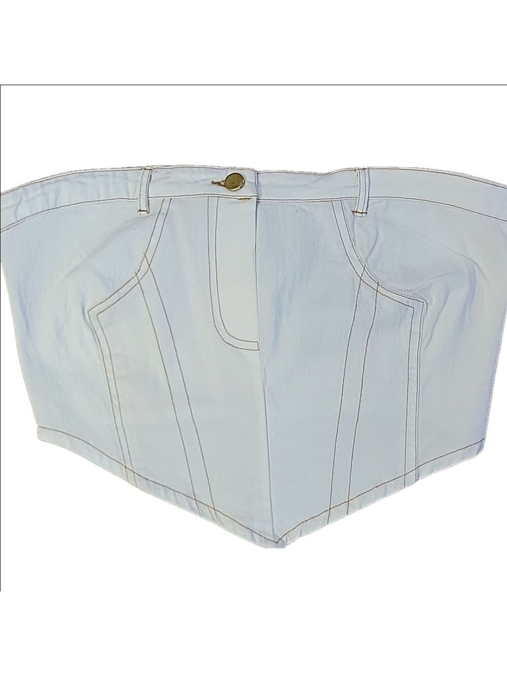 LA Armario White Denim Canadian Tuxedo Tube Top Size Large NWT